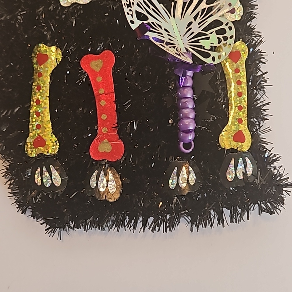 Hand crafted Halloween Cats Set of 2 Black Cats Handmade Holographic Bone detail - Picture 7 of 17